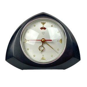 Vintage Diamond Mechanical Wind Up Alarm Clock Metal Case White Dial Retro